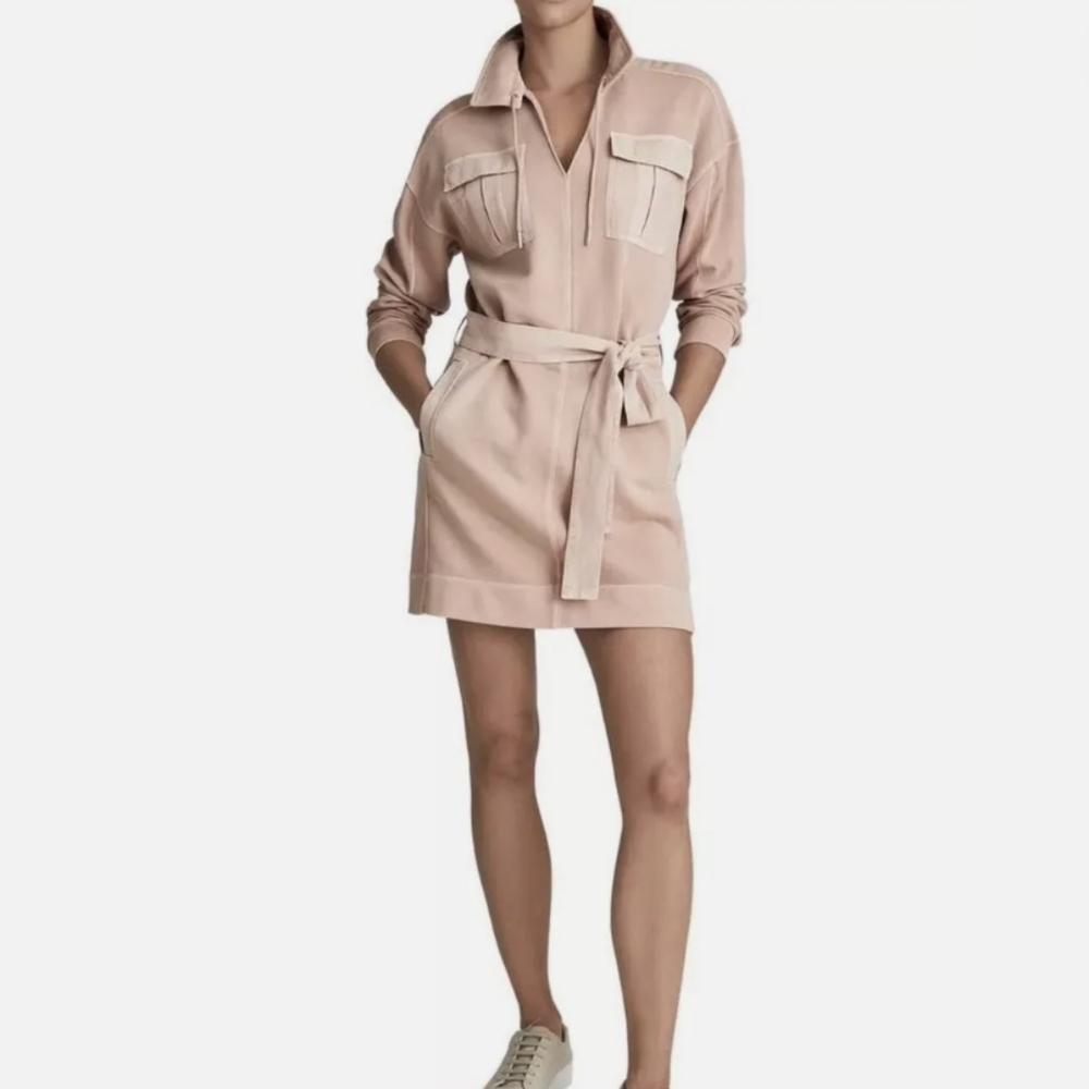Reiss Lila Belted Utility Dress Blush Pink Size Small